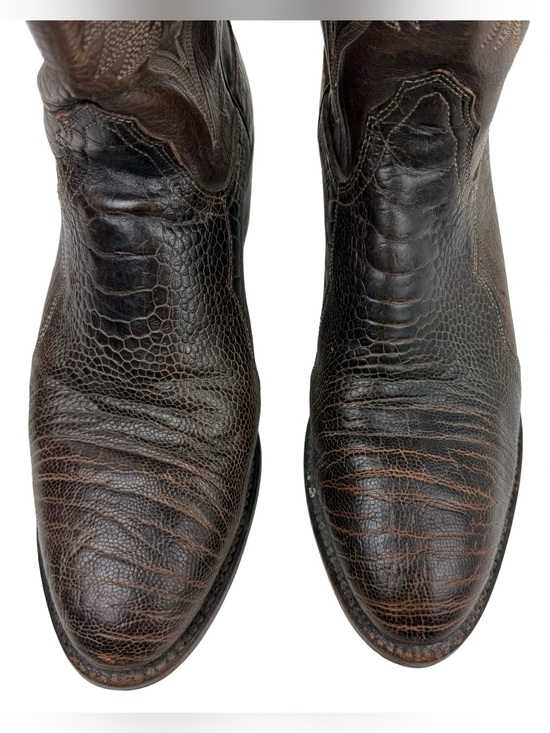 Lucchese 2000 Ostrich Leg Brown Leather Western Cowboy Boots Mens Size 9.5 D main image 9